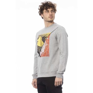 Long Sleeve Sweatshirt. Fine Ribbed Knit Neck Wrists And Bottom. Front Print.