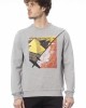 Long Sleeve Sweatshirt. Fine Ribbed Knit Neck Wrists And Bottom. Front Print.