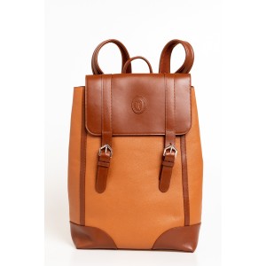 Leather Backpack. Closure With Magnetic Buttons. Internal Compartments. Front Logo. 33*44*12
