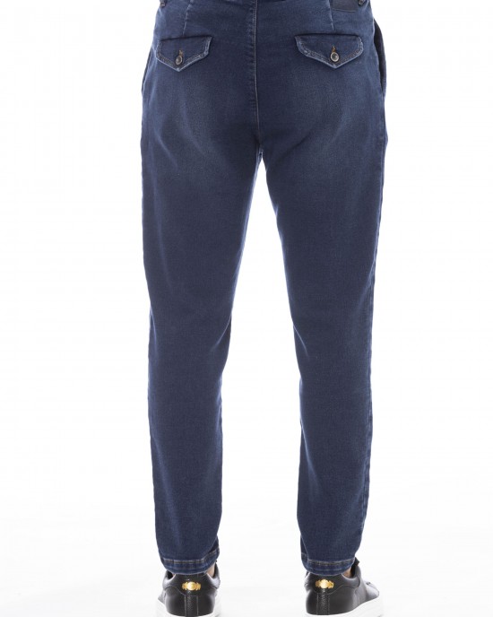 Men's Jeans With Button And Lace Closure. Front And Back Pockets. Lable With Logo.