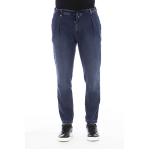 Men's Jeans With Button And Lace Closure. Front And Back Pockets. Lable With Logo.