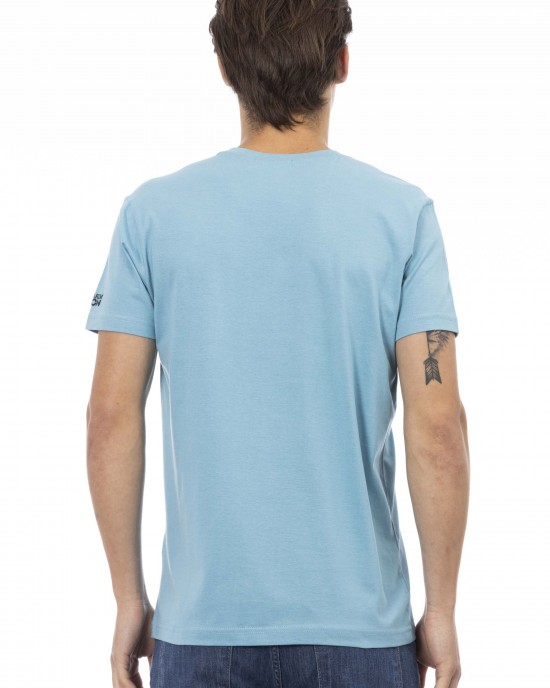 Short Sleeve T-shirt With V-neck. Front Print.