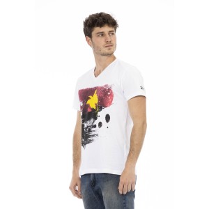 Short Sleeve T-shirt With V-neck. Front Print.