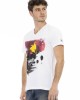 Short Sleeve T-shirt With V-neck. Front Print.