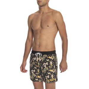 Beach Shorts With Print. Side Pockets. Rear Welt Pockets. Elasticized Waistband With Drawstring.