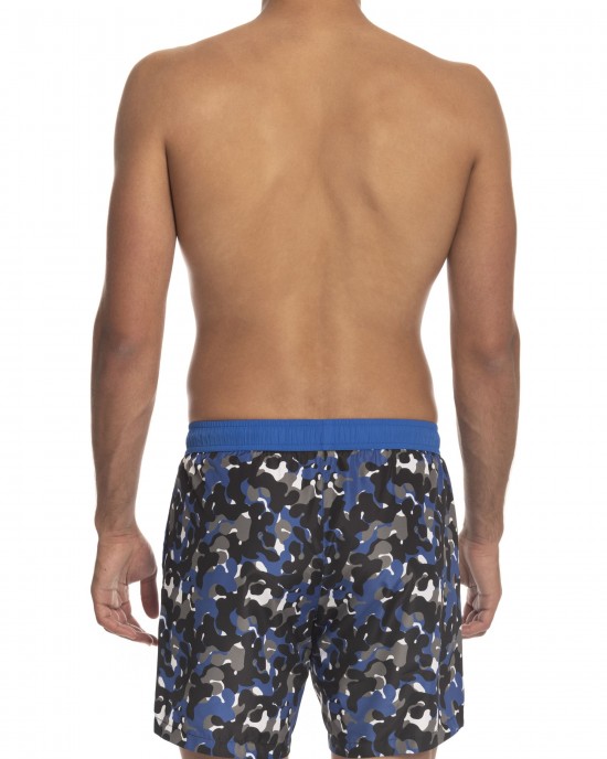 Beach Shorts With Print. Side Pockets. Rear Welt Pockets. Elasticized Waistband With Drawstring.