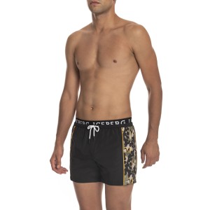 Swimming Bermuda With Side Print. Side Pockets. Elastic Waistband With Drawstring.