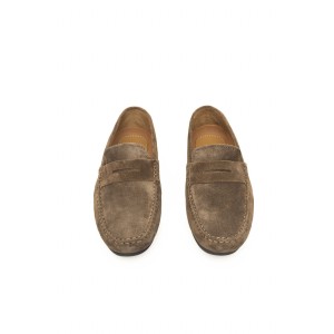 Men's Driver Moccasin In Real Leather. Rubber Sole.