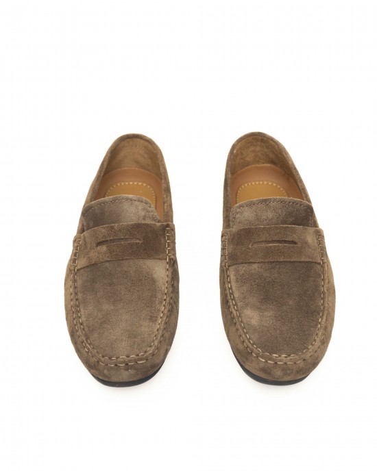 Men's Driver Moccasin In Real Leather. Rubber Sole.