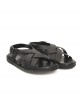 Woven Sandals In Real Leather. Adjustable Closure With Buckle. Rubber Sole.