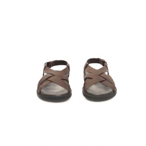 Woven Sandals In Real Leather. Adjustable Closure With Buckle. Rubber Sole.