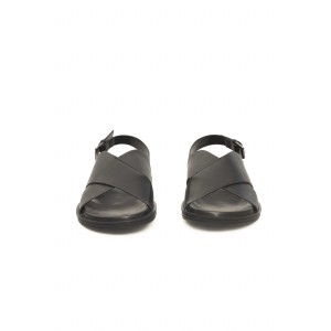 Woven Sandals In Real Leather. Adjustable Closure With Buckle. Rubber Sole.