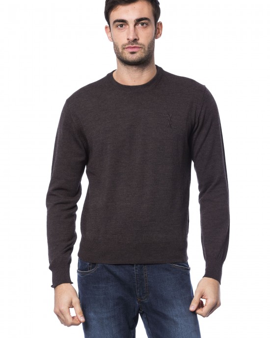 Embroidered Crew Neck Sweater In Merino Wool