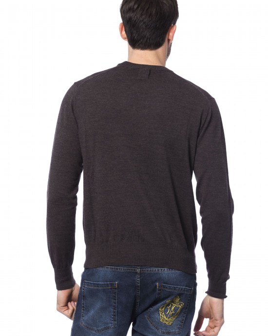 Embroidered Crew Neck Sweater In Merino Wool