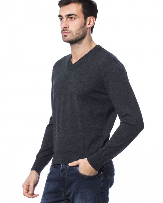 Embroidered Crew Neck Sweater In Merino Wool