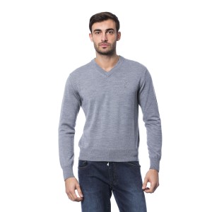 Embroidered Crew Neck Sweater In Merino Wool