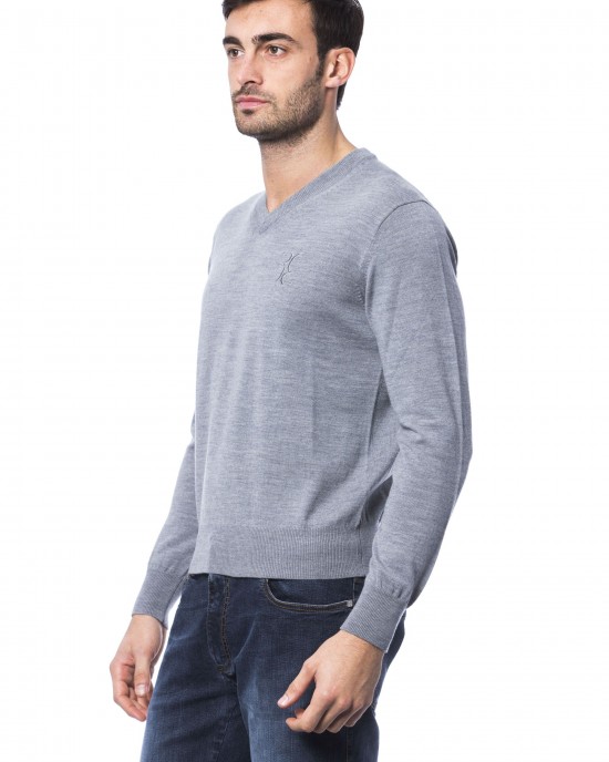 Embroidered Crew Neck Sweater In Merino Wool