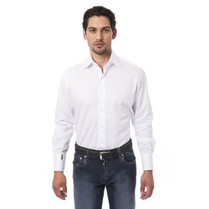 Regular Fit Shirt With Embroidered Monogram "b". Small Leaf Collar. Personalized Buttons.