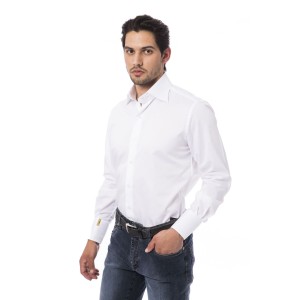 Regular Fit Shirt With Embroidered Monogram "b". Small Leaf Collar. Personalized Buttons.