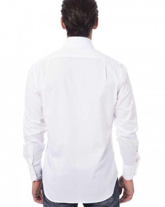 Regular Fit Shirt With Embroidered Monogram "b". Small Leaf Collar. Personalized Buttons.