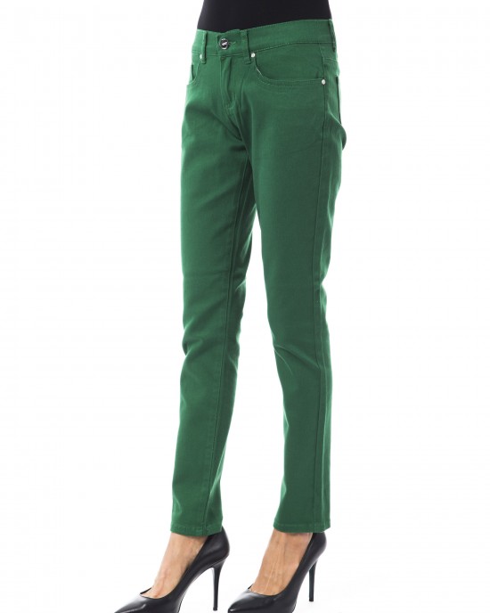 Slim Fit Pants With Front And Back Pockets. Personalized Button