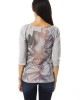 Open Round Neck T-shirt With Prints. Long Sleeve