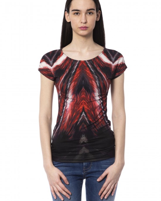 Round Neck T-shirt With Front Print. Short Sleeve