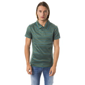 Striped Polo Shirt With Embroidery On Chest. Short Sleeve