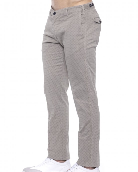 Men's Trousers. Zip And Buttons Closure. Multiple Pockets. Micro-pattern.