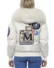 Woman Bomber. Zip Closure. Embroidered Patches. Hood With Removable Fur. Two Front Pockets.