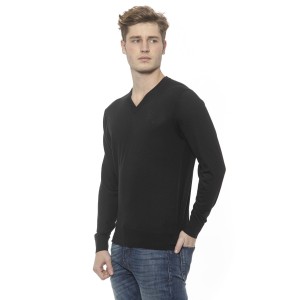 Men's Cashmere V-neck Sweater. Logo Embroidered On The Chest.