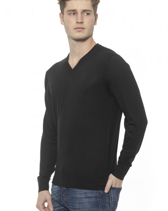 Men's Cashmere V-neck Sweater. Logo Embroidered On The Chest.