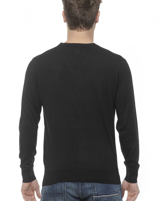 Men's Cashmere V-neck Sweater. Logo Embroidered On The Chest.