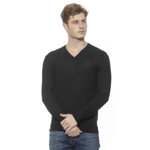 Men's Cashmere V-neck Sweater. Logo Embroidered On The Chest.