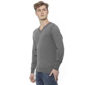 Men's Cashmere V-neck Sweater. Logo Embroidered On The Chest.