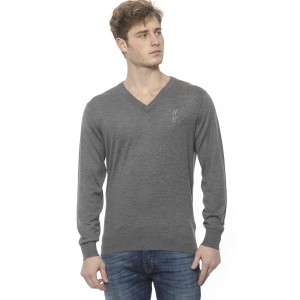 Men's Cashmere V-neck Sweater. Logo Embroidered On The Chest.