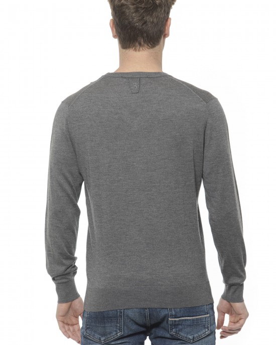 Men's Cashmere V-neck Sweater. Logo Embroidered On The Chest.