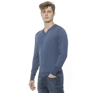 Men's Cashmere V-neck Sweater. Logo Embroidered On The Chest.