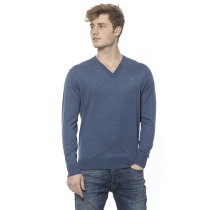 Men's Cashmere V-neck Sweater. Logo Embroidered On The Chest.