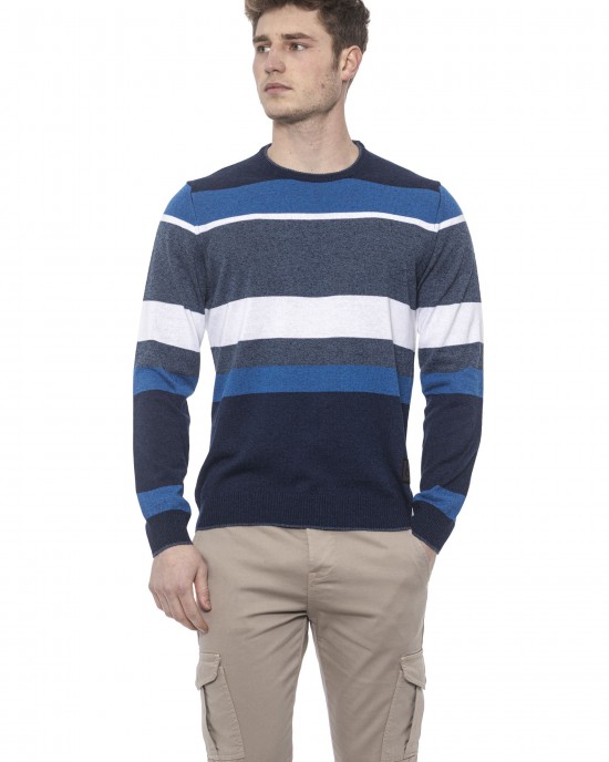 Man Sweater. Crewneck. Striped Pattern.