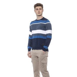 Man Sweater. Crewneck. Striped Pattern.