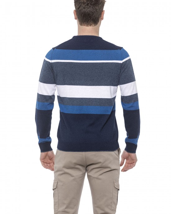 Man Sweater. Crewneck. Striped Pattern.