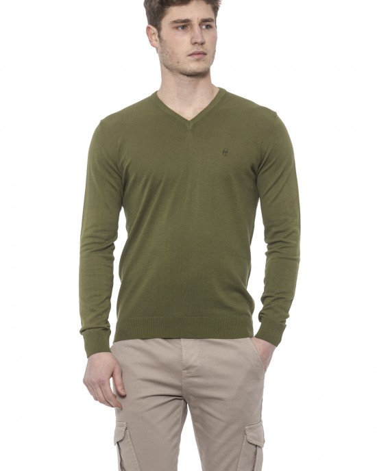 Man Sweater. V Neckline. Solid Color.