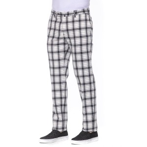 Men's Trousers. Checked Fabric. Overlapping Closure With Button And Zip. Side Pockets. Rear Welt Pockets.