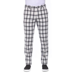 Men's Trousers. Checked Fabric. Overlapping Closure With Button And Zip. Side Pockets. Rear Welt Pockets.