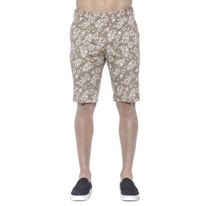 Men's Bermuda Shorts. Patterned Fabric. Closure With Hook And Zip. Side Pockets. Rear Welt Pockets.