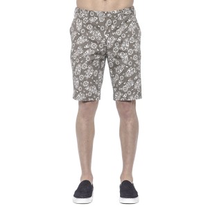 Men's Bermuda Shorts. Patterned Fabric. Closure With Hook And Zip. Side Pockets. Rear Welt Pockets.