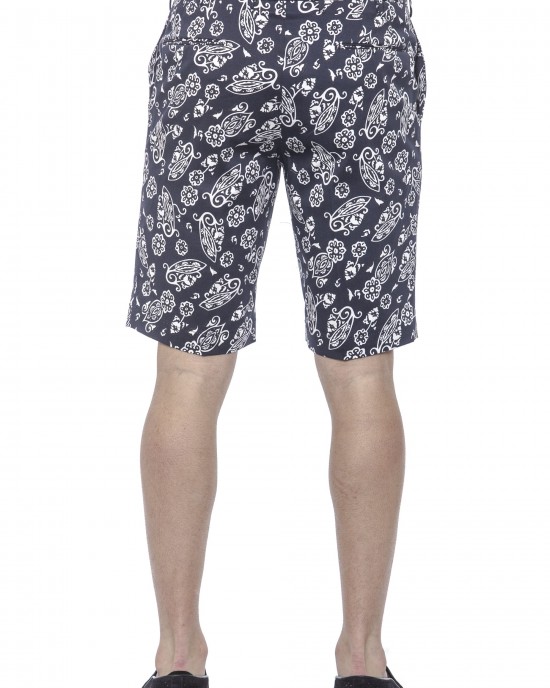 Men's Bermuda Shorts. Patterned Fabric. Closure With Hook And Zip. Side Pockets. Rear Welt Pockets.