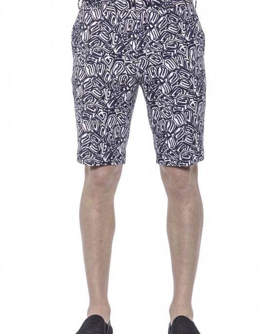 Men's Bermuda Shorts. Patterned Fabric. Closure With Hook And Zip. Side Pockets. Rear Welt Pockets.