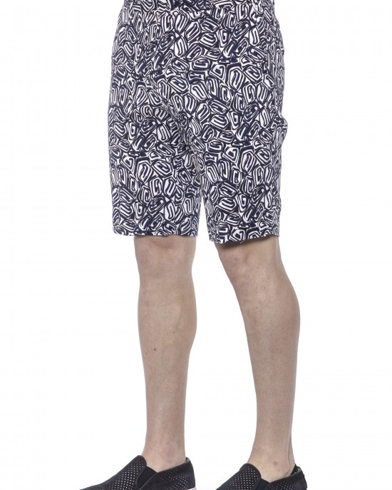 Men's Bermuda Shorts. Patterned Fabric. Closure With Hook And Zip. Side Pockets. Rear Welt Pockets.